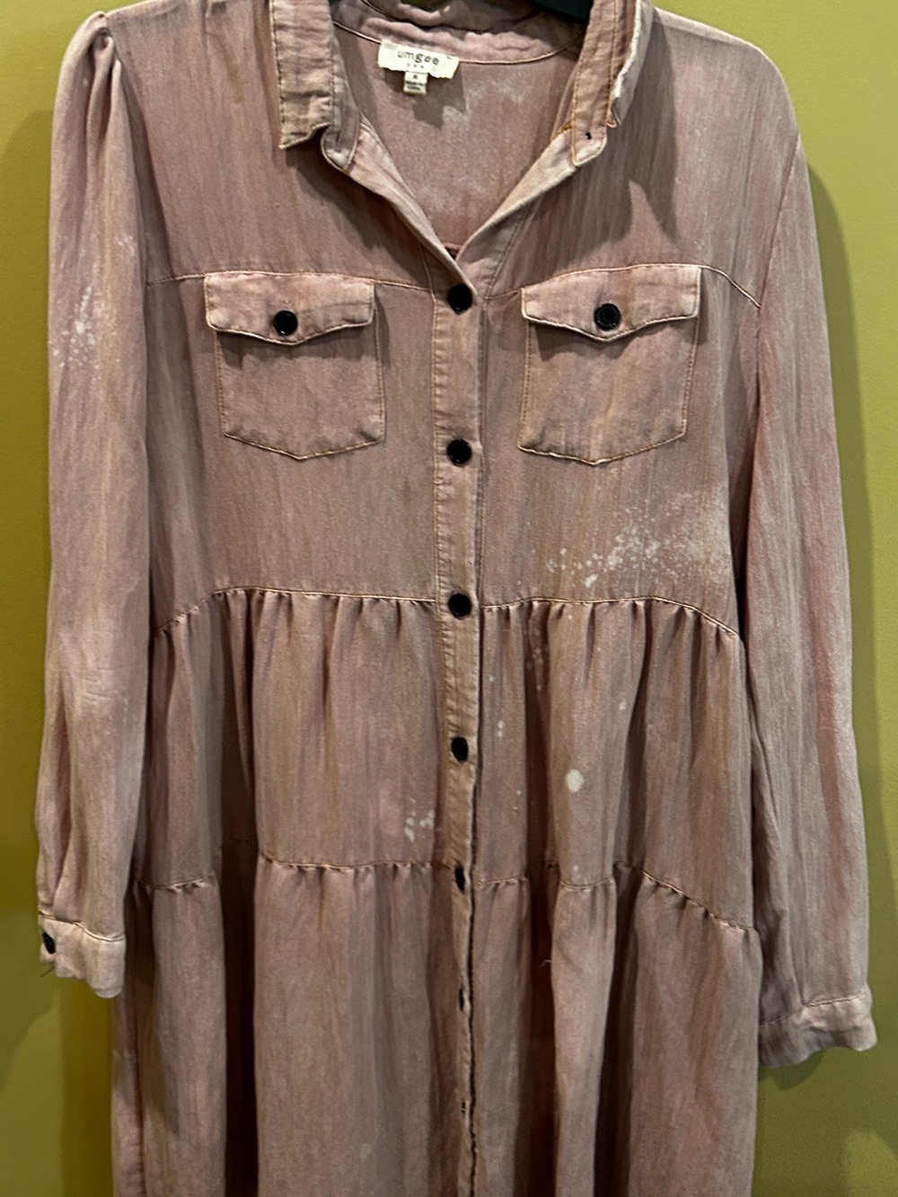 Umgee Mauve Washed Button-Up Shirt Dress